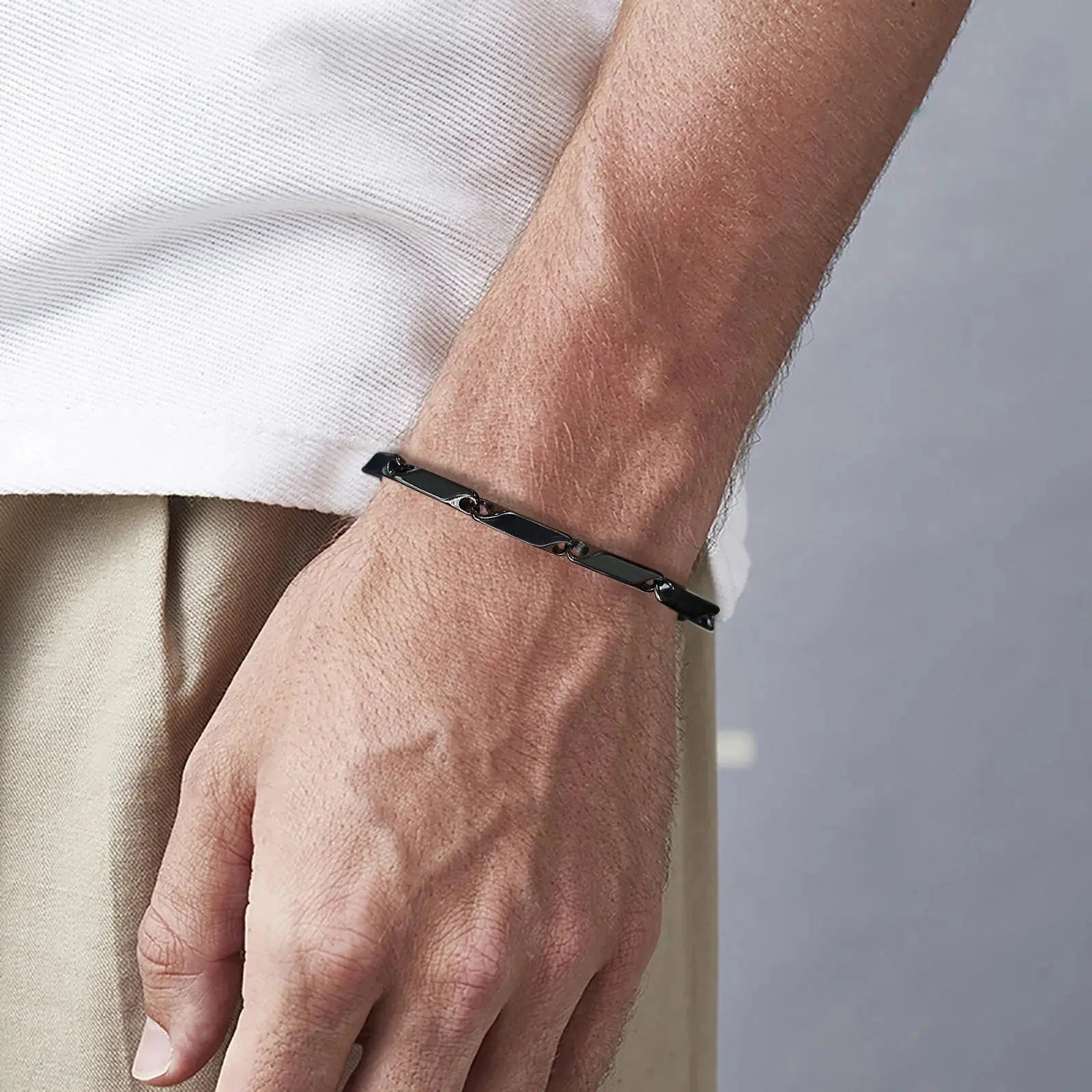 Fenico Accessories ArrowLink Jr. - Mens Geometric Rhombus Link Chain Bracelet