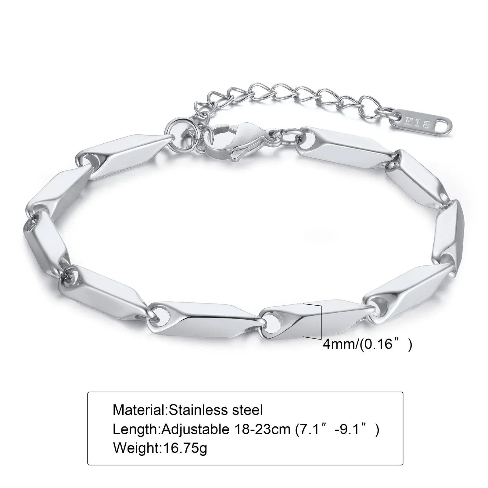 Fenico Accessories ArrowLink Jr. - Mens Geometric Rhombus Link Chain Bracelet