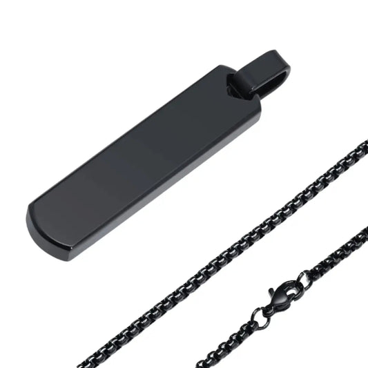 Fenico Accessories (Black) The Etched Initial Dog Tag Pendant Black-Z-60cm
