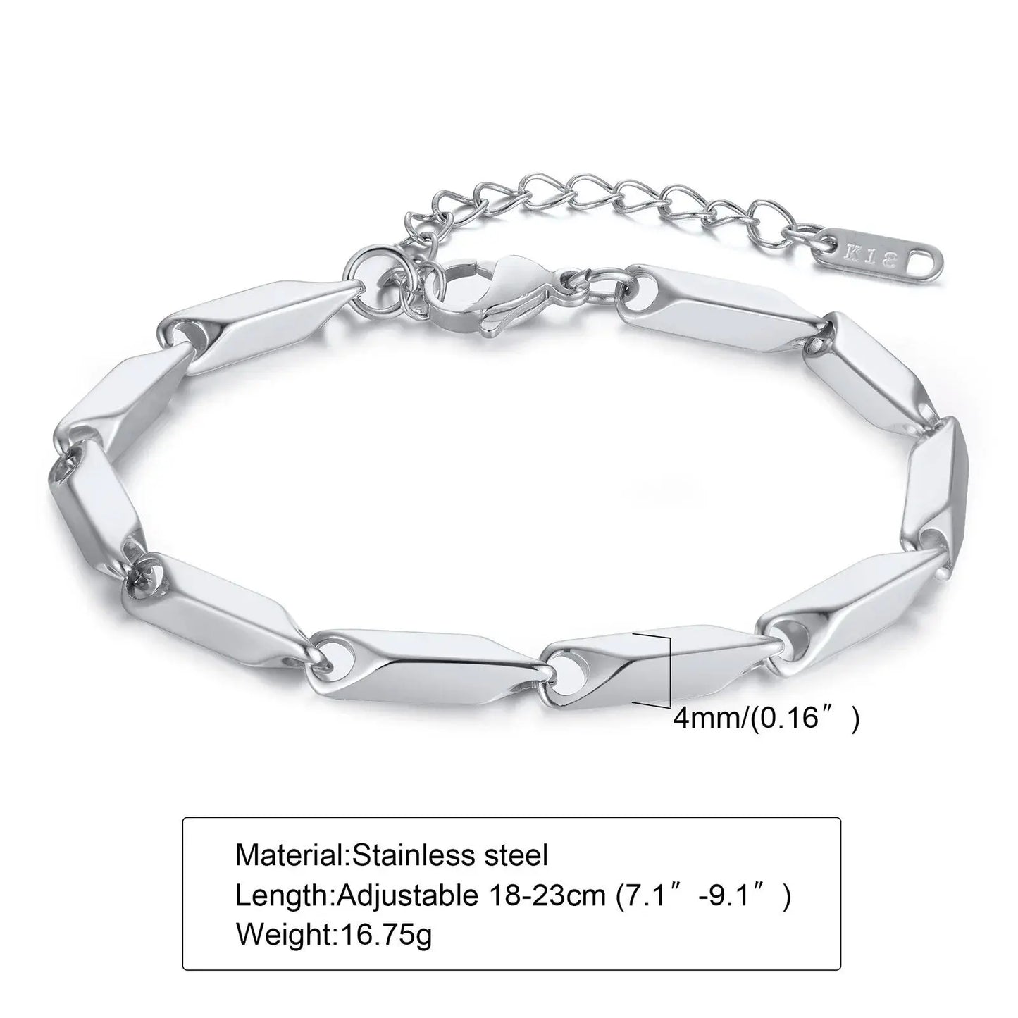 Fenico Accessories ArrowLink Jr. - Mens Geometric Rhombus Link Chain Bracelet 