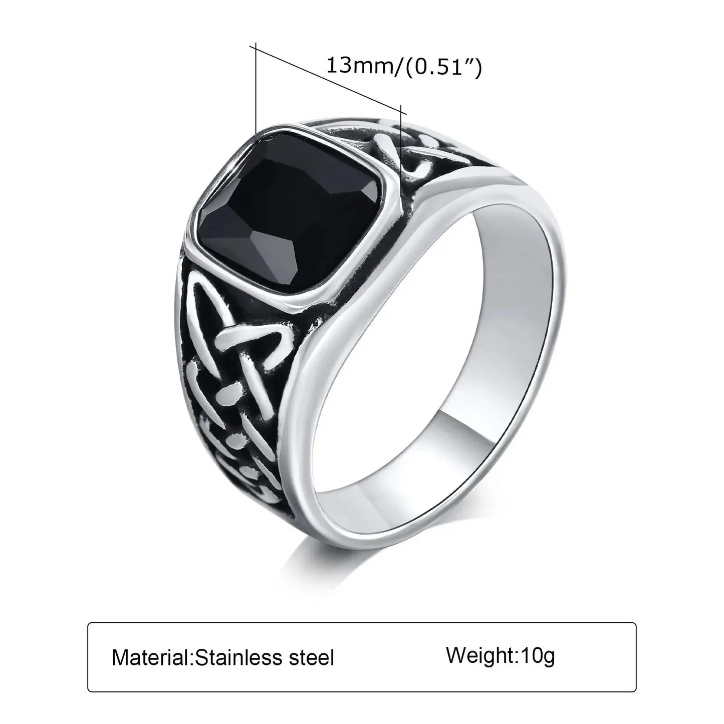 Fenico Accessories Vnox Chunky Punk Rings for Men, Viking Knot Rune Finger Band, Heavy Big Stone Male Jewelry